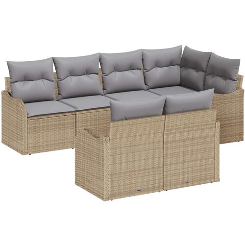  Set od 7 dijelova vrtne sofe s jastučićima Bež Poli Ratan Dvosjed vrtna sofa s skladi&amp;scaron;tem i jastučićima Bež Poli Ratan Slike