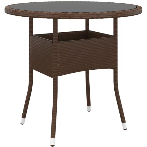  Vrtni stol Ø 80 x 75 cm od kaljenog stakla i poliratana smeđi