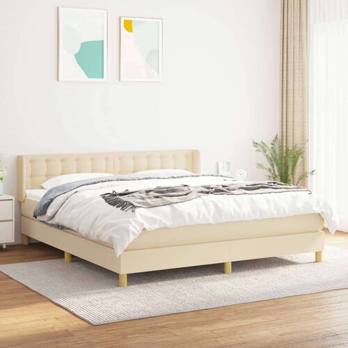  Krevet s oprugama i madracem krem 160x200 cm od tkanine Slike