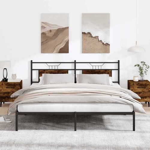  Posteljni okvir brez vzmetnice hrast 183x213 cm inženirski les, (21829171) Slike