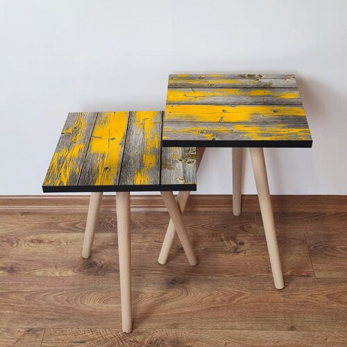 Hanah home 2Shp380 - grey greyyellow nesting table (2 pieces) Cene