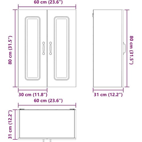 VidaXL Zidni kuhinjski ormarić s policom Staro drvo 60 x 31 x 80 cm Slike