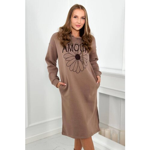 Kesi Long insulated dress with mocca embroidery Slike