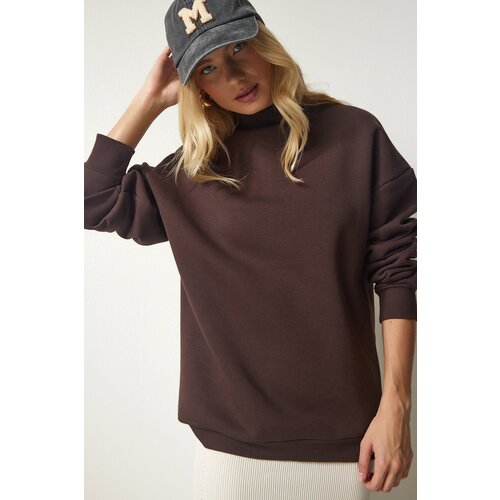  Women's Brown Stand-Up Collar Basic Shark Sweatshirt Cijene