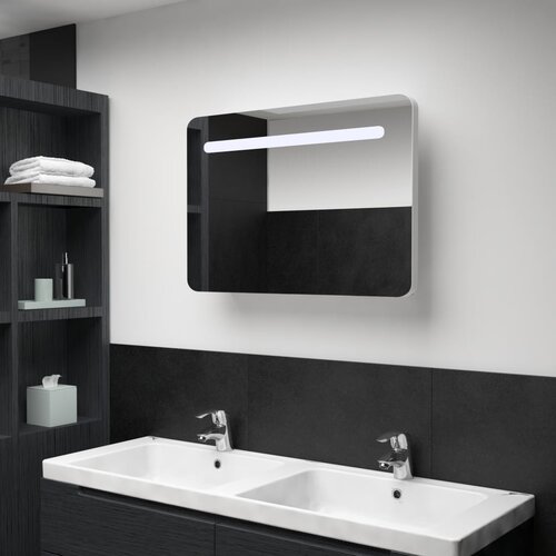 vidaXL LED kopalniška omarica z ogledalom 80x9,5x55 cm, (20580144) Cene