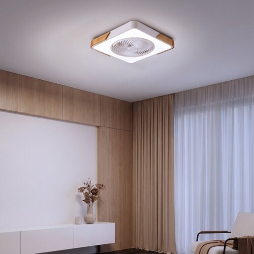  Brilagi-LED prigu&amp;scaron;iva svetiljka sa ventilatorom LED/30W/230V 3000-6500K bela/hrast + daljinski upravljač Slike