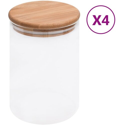vidaXL Stekleni kozarci s pokrovi iz bambusa 4 kosi 800 ml Cene