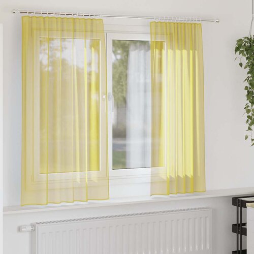 Voile zavjese s džepovima za &scaron;ipke 2 kom žute Žuta 140 x 175 cm Cene