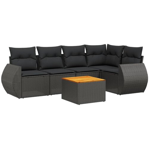 Maison Chic Seti vrtnega pohi&amp;scaron;tva - Vrtna garnitura - Vrtni pohi&amp;scaron;tvo set 6-delna z blazinami črna poli ratan, (21808078) Slike