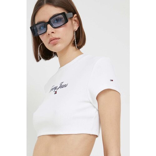 Tommy Jeans Kratka majica ženski, bela barva Slike