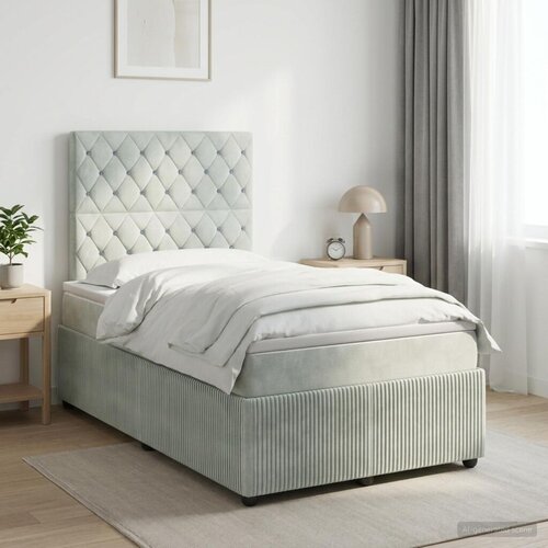 Boxspring krevet s madracem Svjetlosiva 120 x 200 cm Bar&amp;scaron;un - Svjetlosiva 120 x 200 cm Kristal s dugmadima Slike