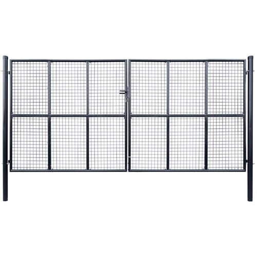 vidaXL mrežasta vrtna vrata od pocinčanog čelika 400 x 175 cm siva Cijene
