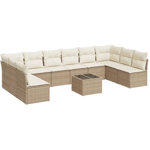  11-dijelni set vrtnih sofa od poliratana s jastucima bež Slike