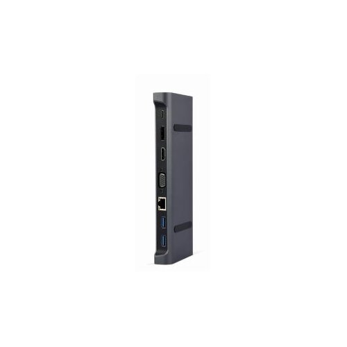 Docking station USB adapter Type-C 9-in-1 multi-port adapter Hub3.0 + HDMI + DisplayPort + VGA + PD + LAN + audio, GEMBIRD A-CM-COMBO9-02 Slike