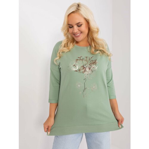 Fashion Hunters Larger size pistachio blouse with appliqué Slike
