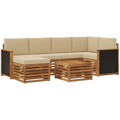 vidaXL Kotna sedežna garnitura z blazino 6 pcs Naravna, (5000270769) Cene
