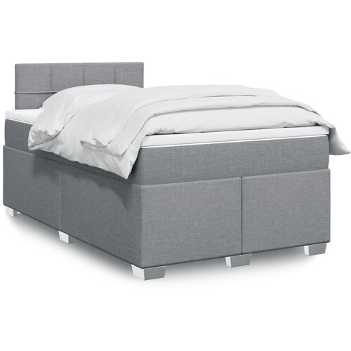 VidaXL Box spring postelja z vzmetnico svetlo siva 120x200 cm blago Slike