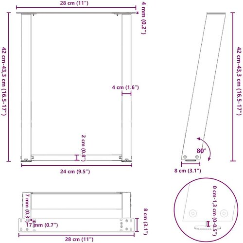  Noge za klub stolić U-oblik 2 kom Prirodni čelik 28 x (42-43) cm Čelik - Prirodna 28 x (42-43) cm 1 Slike