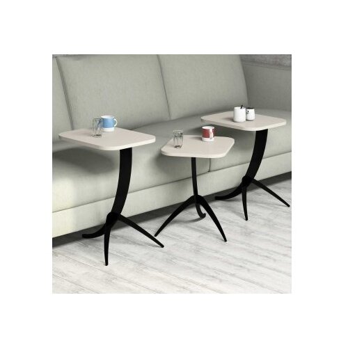 Hanah home Club set stolova, 3 dijela, boja pijona krem Slike