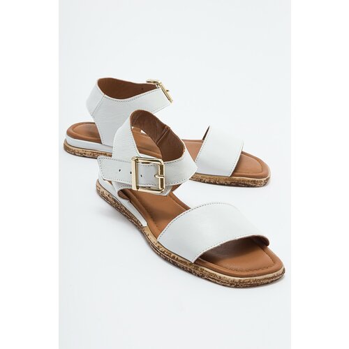 LuviShoes 713 White Women's Genuine Leather Sandals Slike