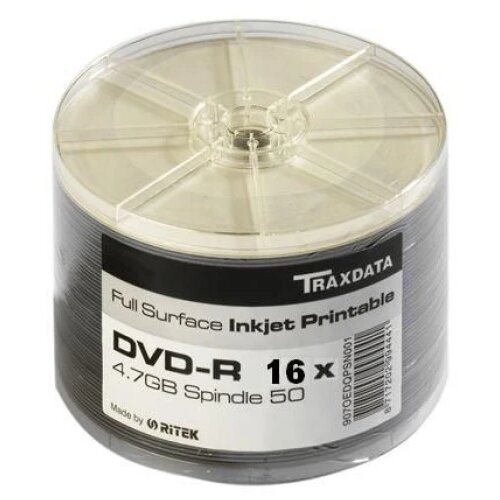 Traxdata OPTIČKI MEDIJ DVD-R 16X SPINDLE 50 WHITE FULL PRINTABLE Cijene