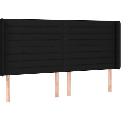  Uzglavlje s u&amp;scaron;ima crno 163x16x118/128 cm od tkanine Slike
