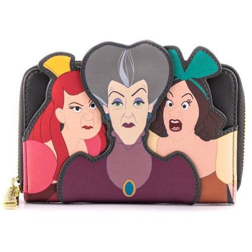 Loungefly disney villains scene evil stepmother aand step sisters zip around wallet Cene
