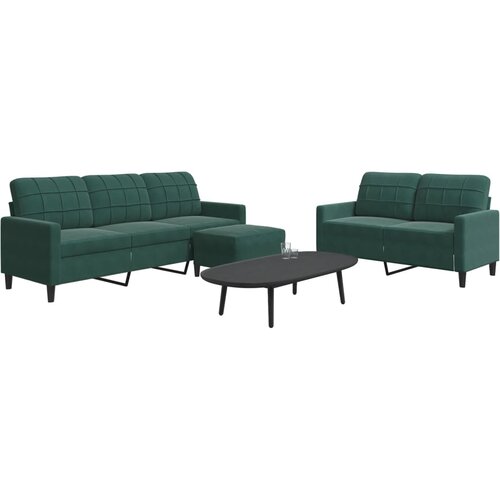  3-dijelni set sofa s jastucima tamnozeleni bar&scaron;unasti Cijene