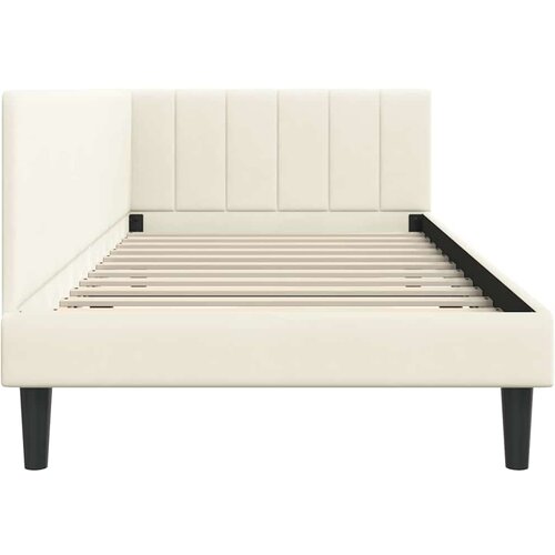  Kutni okvir kreveta s uzglavljem Krema 90 cm x 200 cm Bar&amp;scaron;un Slike