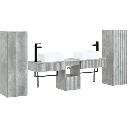  Set namje&amp;scaron;taja za kupaonicu 5 kom. Betonska siva 33 x 34,5 x 160 cm Slike