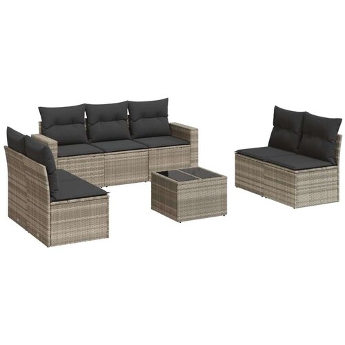 VidaXL 8-dijelni set vrtnih sofa od poliratana s jastucima svjetlosivi Slike