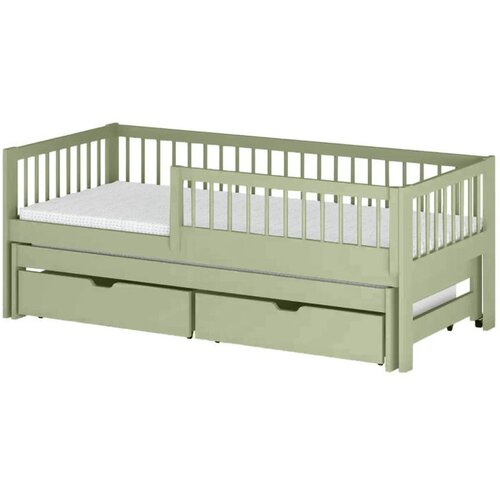  Drveni dječji krevet Softi s dodatnim krevetom i ladicom - olive - 160x80 - Madrac PE pjena 8 cm-spužvasti madrac Cijene