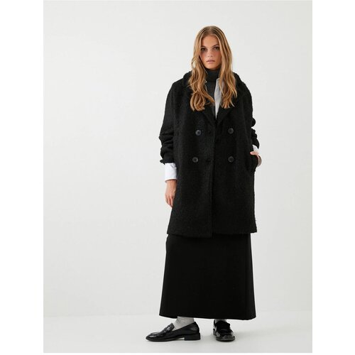 Koton Women&amp;#039;s Boucle Coat Double Breasted Buttoned Pocket Slit Detailed Slike
