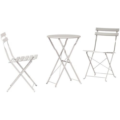 vidaXL 3-delni zložljivi bistro set v bež barvi iz jekla Cene