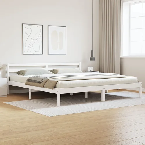 vidaXL Postelja z Naslonom Bela 180x220 cm Trdna Smreka vidaXL Postelja z Naslonom Bela 180x220 cm Trdna Smreka