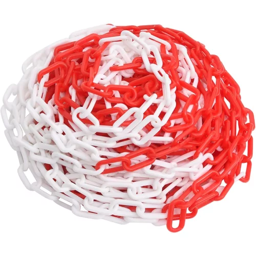 vidaXL Opozorilna veriga rdeča in bela 100 m Ø6 mm plastika
