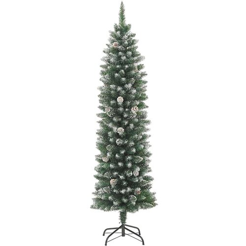 VidaXL Umjetno vitko božićno drvce s stalakom Zelena i bijela 240 cm Slike