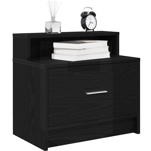 vidaXL Nočna omarica z predalom črna hrast 51x31x47 cm Cene