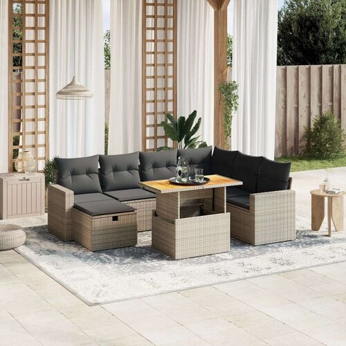 VidaXL 8-dijelni set vrtnih sofa od poliratana s jastucima sivi Slike