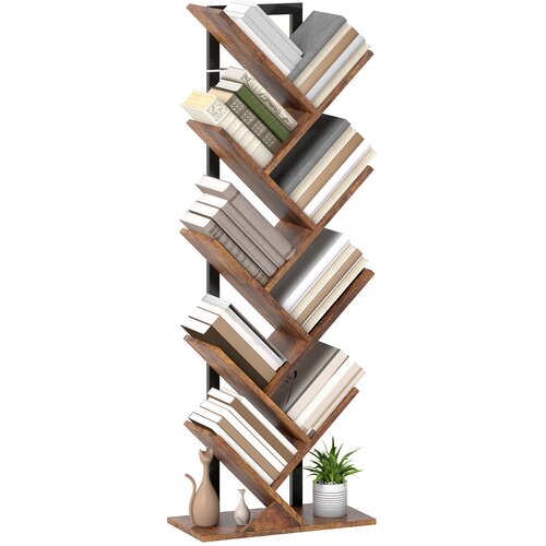 HOMCOM knjižna omara iverna plo&scaron;ča, jeklo 50D x 24&Scaron; x 136V cm rustikalno rjava, (5000241811) Cene
