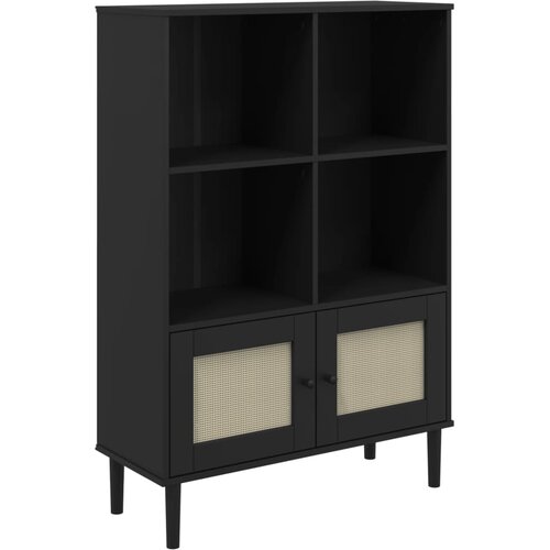 Maison Chic Knjižna omara - Knjižni regal SENJA videz ratana črna 90x35x130 cm borovina, (21724807) Cene