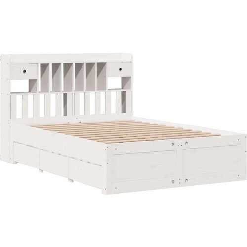 vidaXL Krevet s regalom z knjige bez madraca bijeli 140x190cm borovina Cene