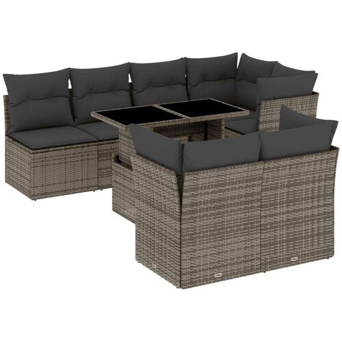  8-dijelni set vrtnih sofa od poliratana s jastucima sivi Cijene