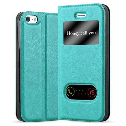 Cadorabo Ohišje, združljivo z Apple iPhone 5 / 5S / SE 2016 v mint turquoise - Zaščitni ovitek z magnetnim zapiranjem, stoječo funkcijo in 2 okencema za gledanje, (20558577) Cene