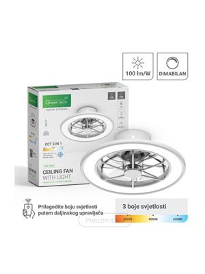  Ventilator stropni sa svjetiljkom 40W 18'' 3CCT bijeli Green Tech Cijene