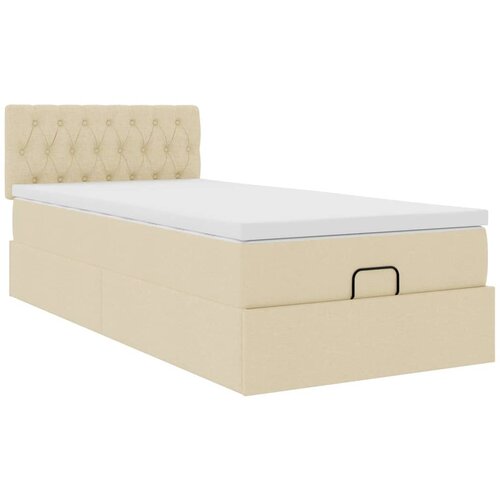 VidaXL Otomanski posteljni okvir z vzmetnico krem 80x200 cm blago, (21611272) Slike