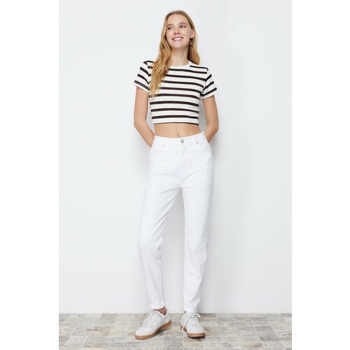 Trendyol White More Sustainable High Waist Mom Jeans Cene