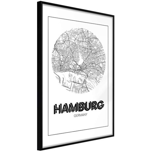  Poster - City Map: Hamburg (Round) 40x60 Slike