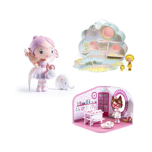 Djeco Komplet Tinyly - Sunny & Mia + hiška + veterinarka Milou + Elfe & Bolero Cene