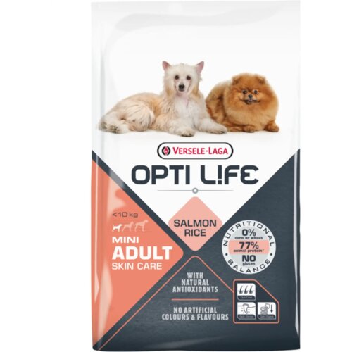 Opti Life suva hrana za pse adult skin care mini gluten-free 2.5kg Slike